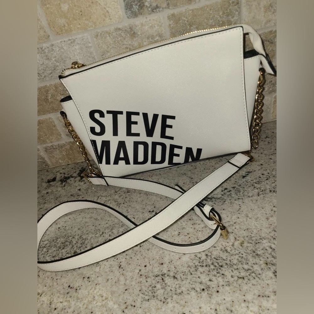 Steve Madden White Logo Crossbody Bag